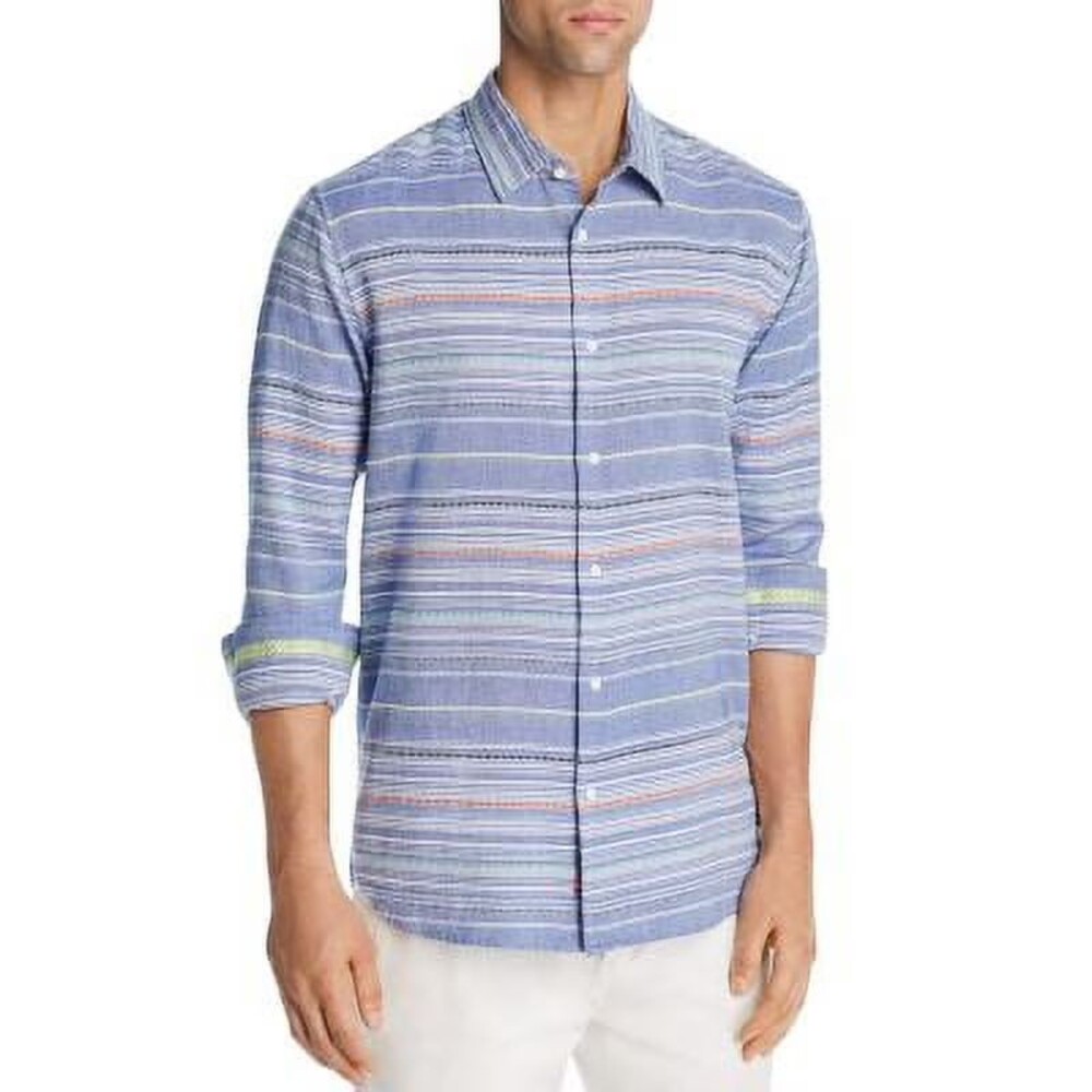 Scotch & Soda Button Down Shirt Men Medium Purple Blue Stripe Casual Long Sleeve